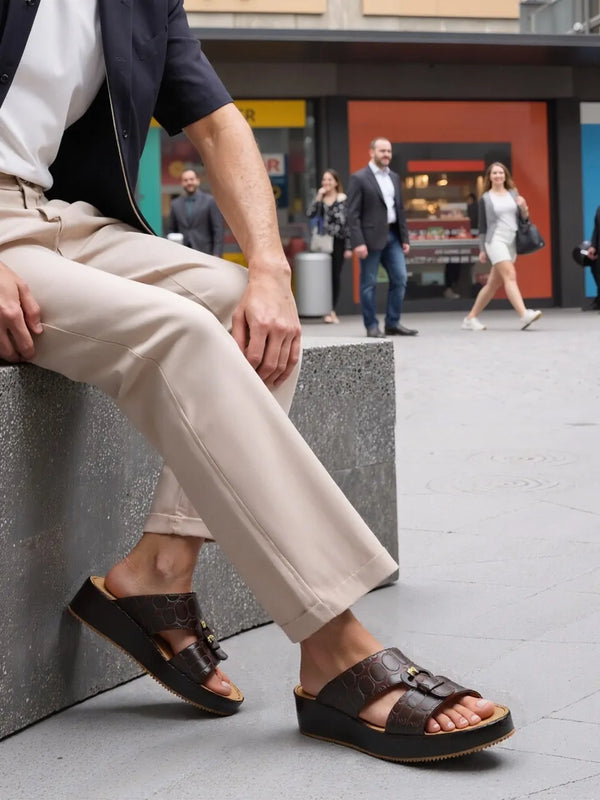 DFC Relax Men Croc-Embossed Slide Sandals