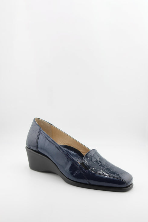 DFC Relax Croc-Embossed Leather Wedge Loafers