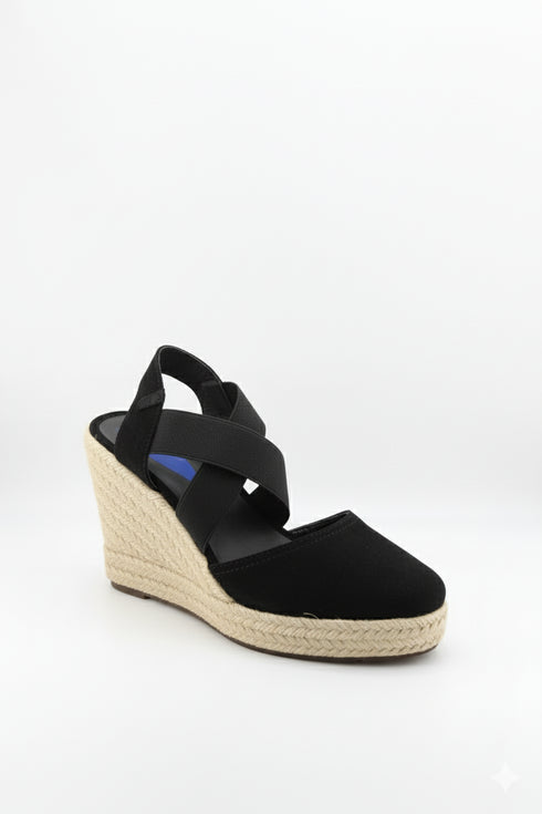 Verbenas Suede Espadrille Wedge with Criss-Cross Elastic Straps