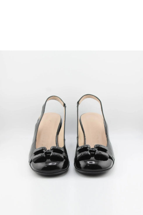 Wonders Slingback Block Heel Bow Pumps