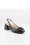 Wonders Slingback Block Heel Bow Pumps