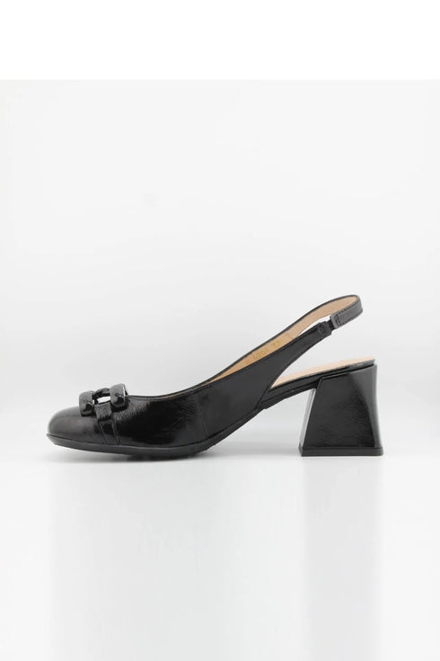 Wonders Slingback Block Heel Bow Pumps