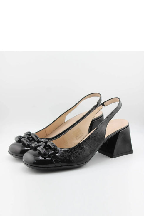 Wonders Slingback Block Heel Bow Pumps