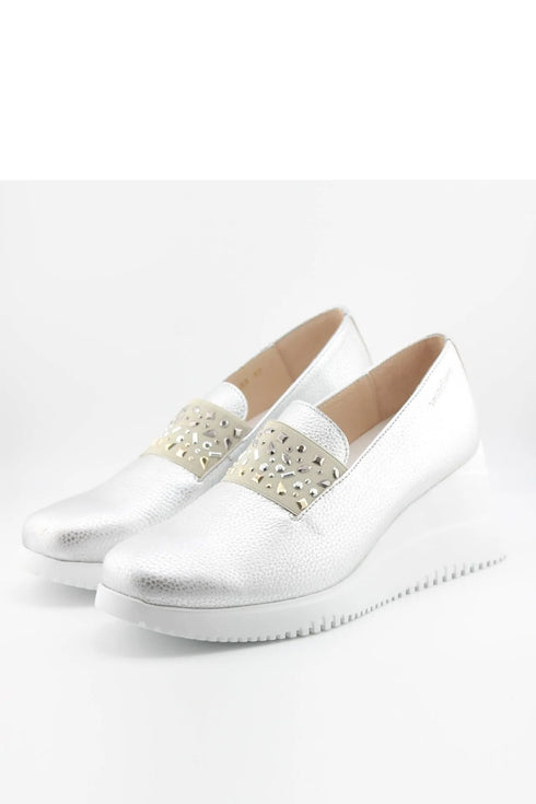 Wonders Studded Wedge Loafer Slip-Ons
