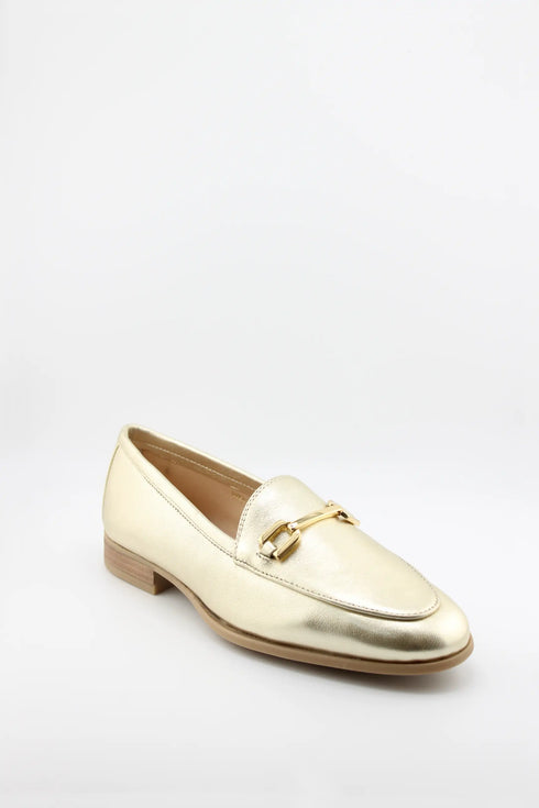 Unisa Leather Loafer with Metal Accent