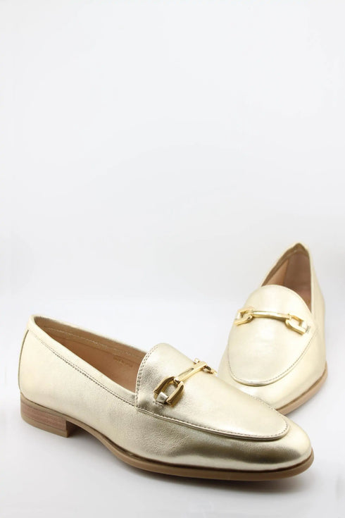Unisa Leather Loafer with Metal Accent