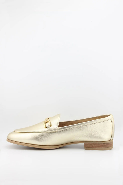 Unisa Leather Loafer with Metal Accent