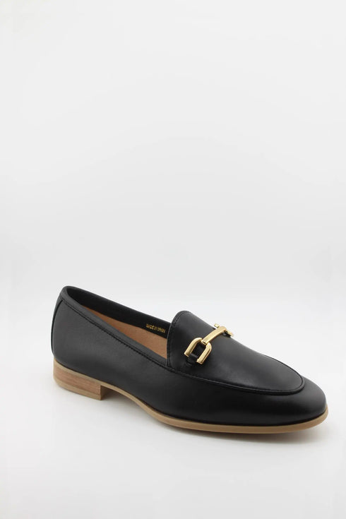 Unisa Leather Loafer with Metal Accent