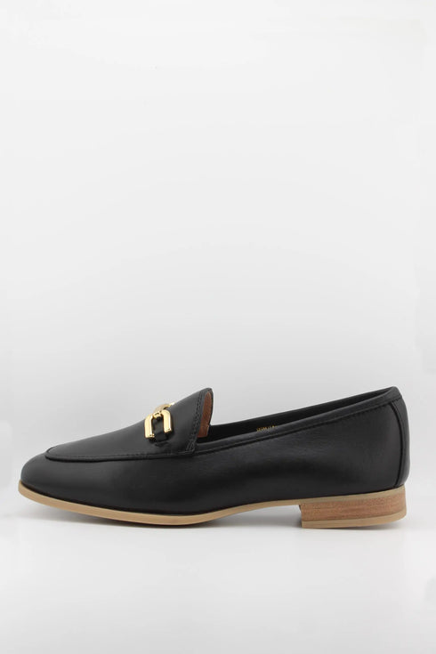 Unisa Leather Loafer with Metal Accent