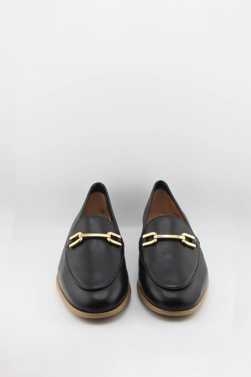 Unisa Leather Loafer with Metal Accent