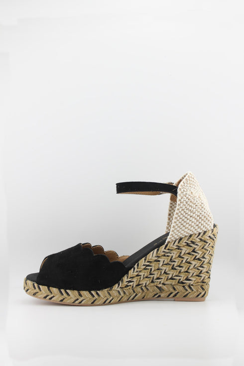 Paseart Scalloped Espadrille Open-Toe Wedge Sandal