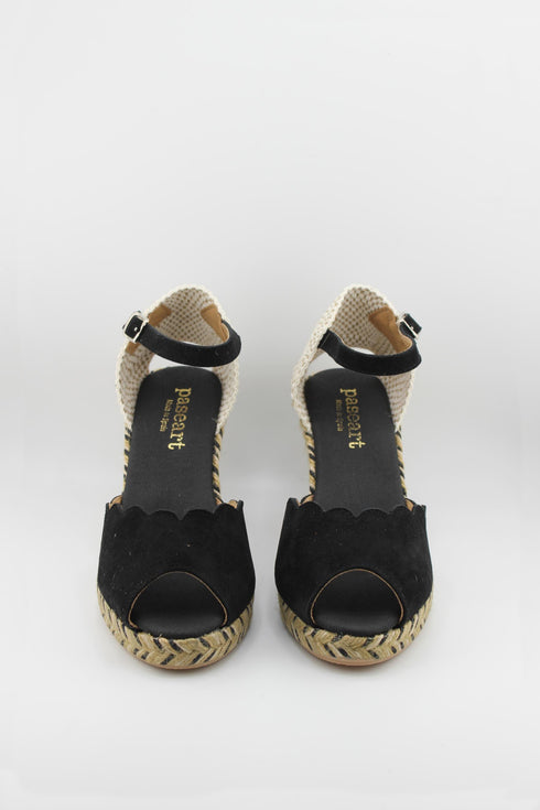 Paseart Scalloped Espadrille Open-Toe Wedge Sandal
