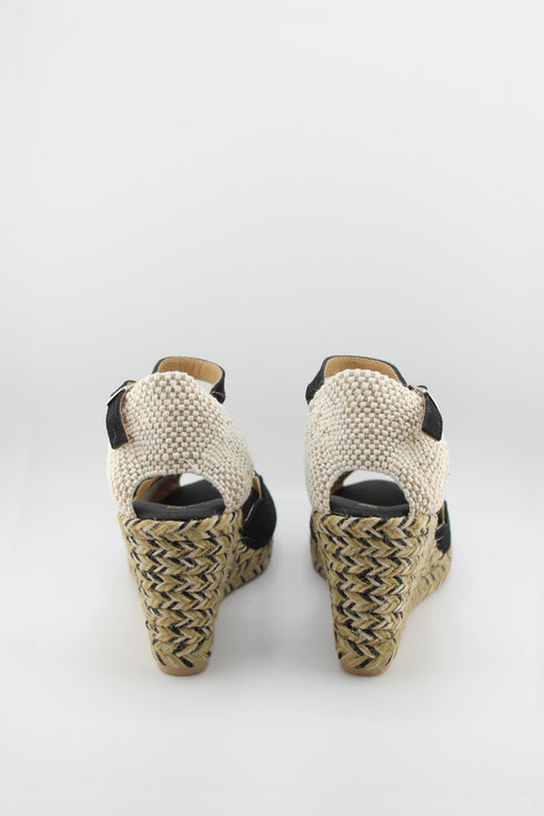 Paseart Scalloped Espadrille Open-Toe Wedge Sandal