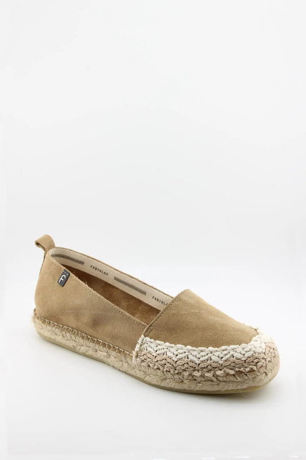 Fabiolas Suede Espadrille Loafers with Braided Trim