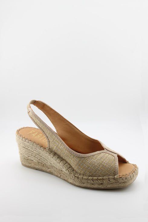 Fabiolas Peep-Toe Woven Espadrille Slingback Wedges