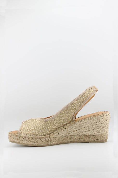 Fabiolas Peep-Toe Woven Espadrille Slingback Wedges