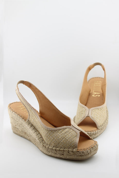 Fabiolas Peep-Toe Woven Espadrille Slingback Wedges