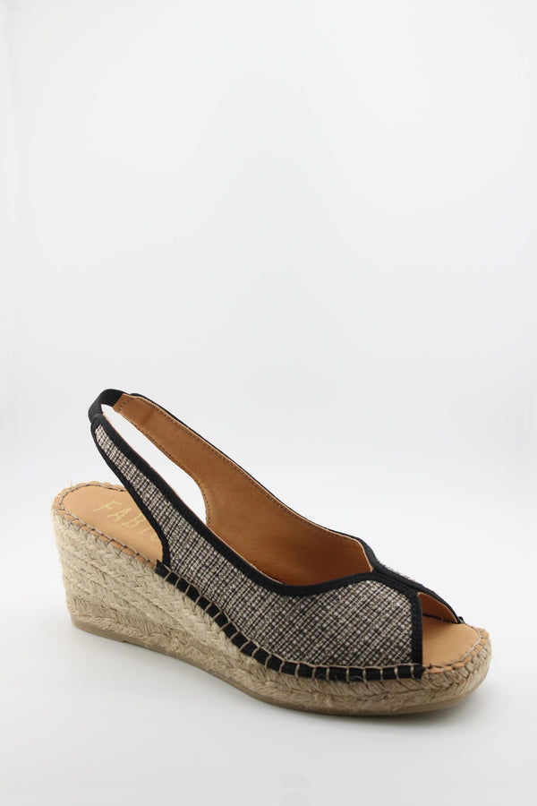 Fabiolas Peep-Toe Woven Espadrille Slingback Wedges