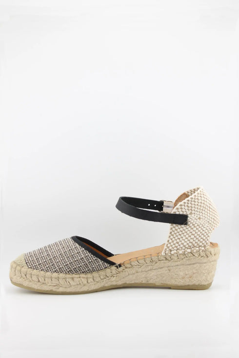 Fabiolas Woven Textile Espadrille Wedge with Ankle Strap