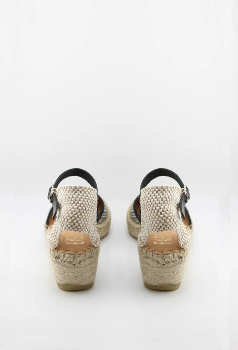 Fabiolas Woven Textile Espadrille Wedge with Ankle Strap