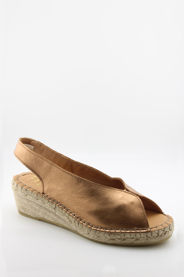 Fabiolas Peep-Toe Leather Espadrille Wedge