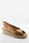 Fabiolas Peep-Toe Leather Espadrille Wedge