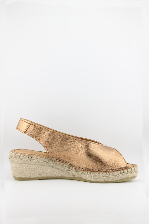 Fabiolas Peep-Toe Leather Espadrille Wedge
