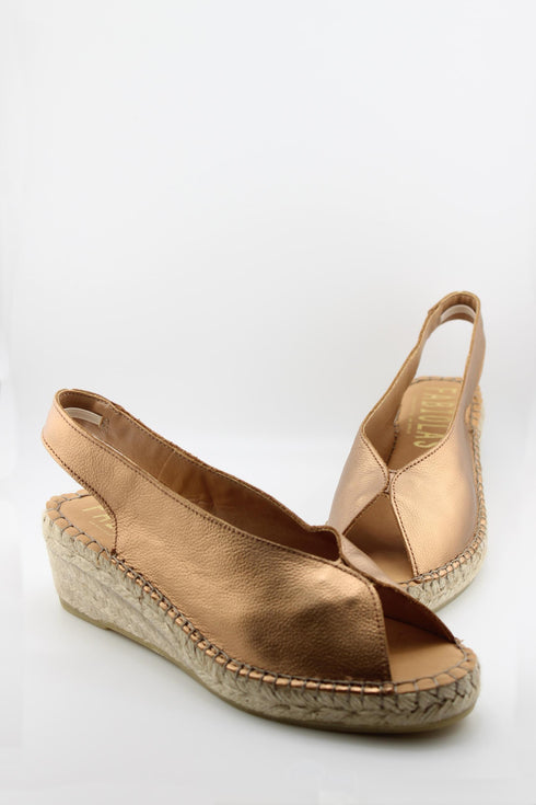 Fabiolas Peep-Toe Leather Espadrille Wedge