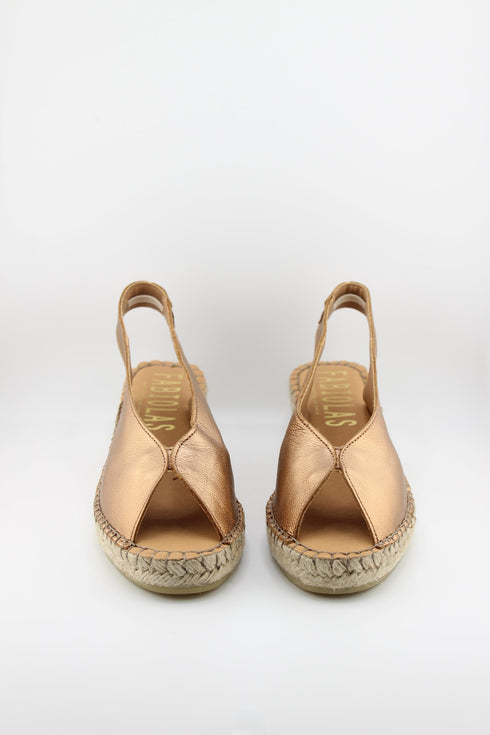 Fabiolas Peep-Toe Leather Espadrille Wedge