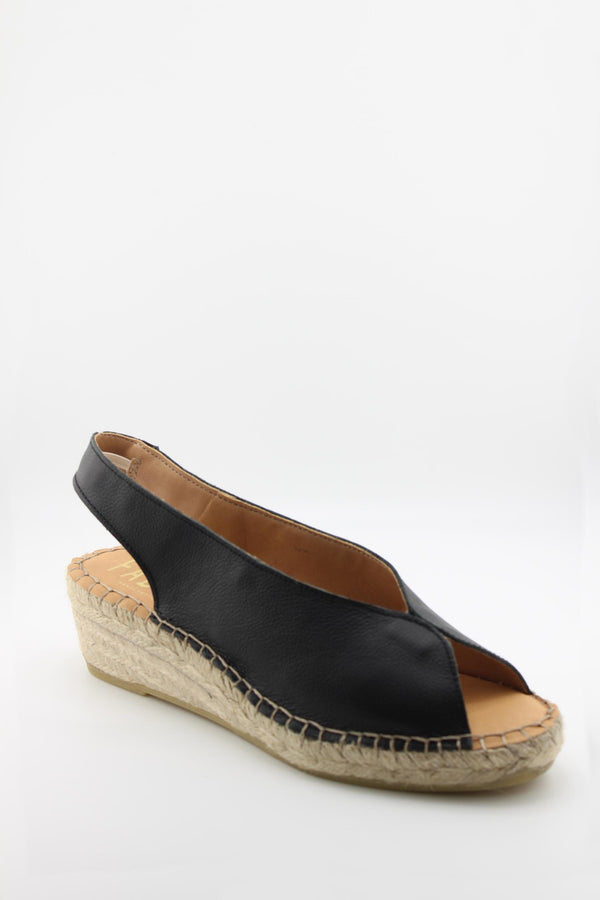 Fabiolas Leather Slingback Espadrille Wedge Sandals