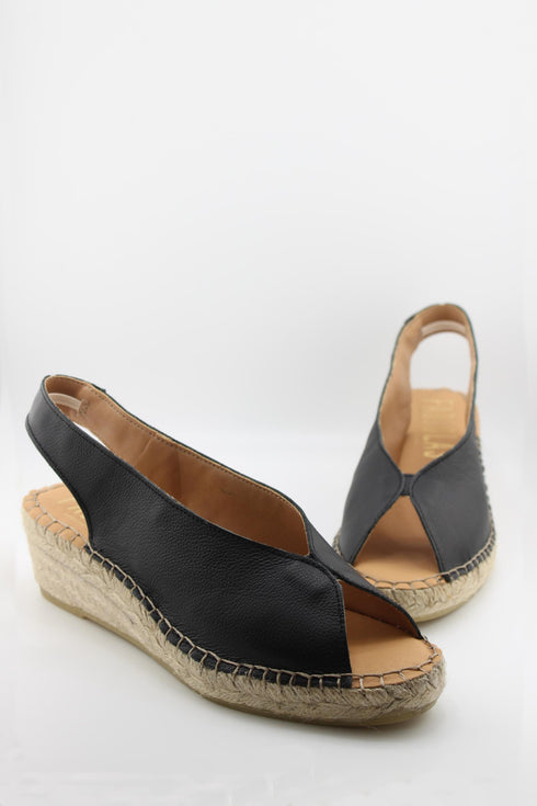 Fabiolas Leather Slingback Espadrille Wedge Sandals