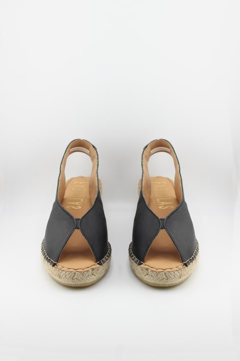Fabiolas Leather Slingback Espadrille Wedge Sandals