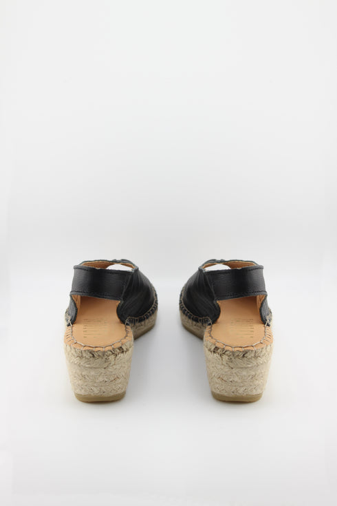 Fabiolas Leather Slingback Espadrille Wedge Sandals