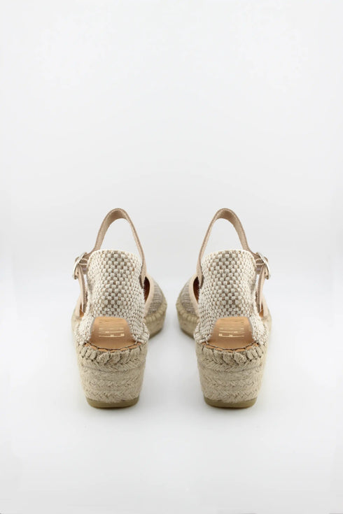 Fabiolas Woven Textile Espadrille Wedge with Ankle Strap