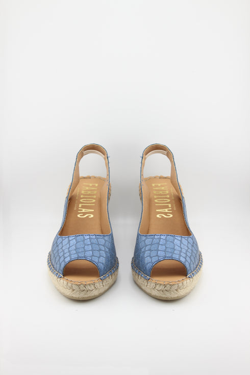 Fabiolas Peep-Toe Slingback Espadrille Wedges