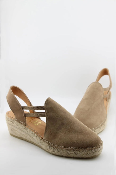 Fabiolas Suede Espadrille Wedge Slingback Sandals
