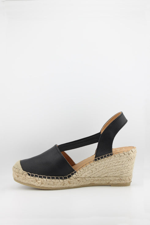 Fabiolas Leather Espadrille Wedge Slingback Sandals