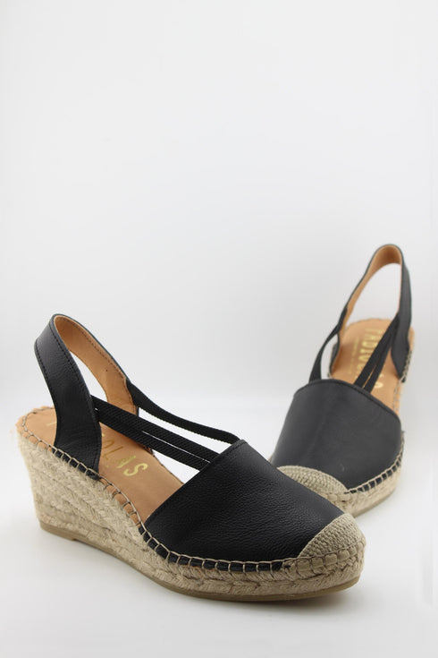 Fabiolas Leather Espadrille Wedge Slingback Sandals