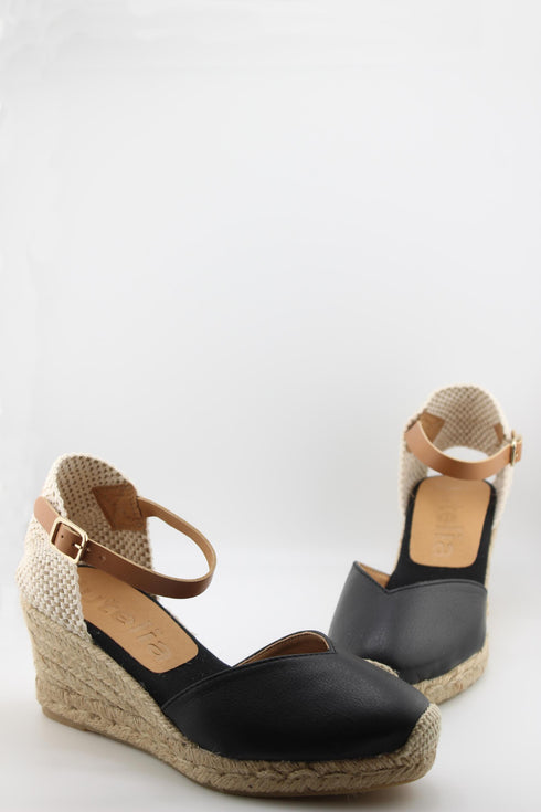 Jutelia Woven Ankle Strap Espadrille Wedges