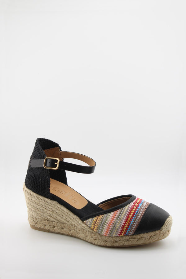 Jutelia Woven Zigzag Pattern Wedge Espadrilles