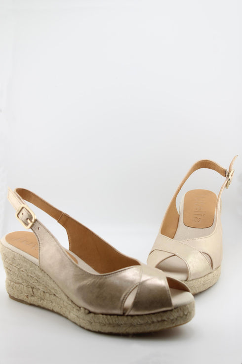 Jutelia Leather Slingback Espadrille Wedge Sandals