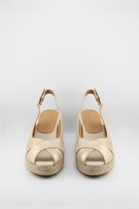 Jutelia Leather Slingback Espadrille Wedge Sandals