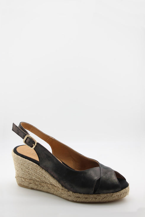 Jutelia Leather Slingback Espadrille Wedge Sandals