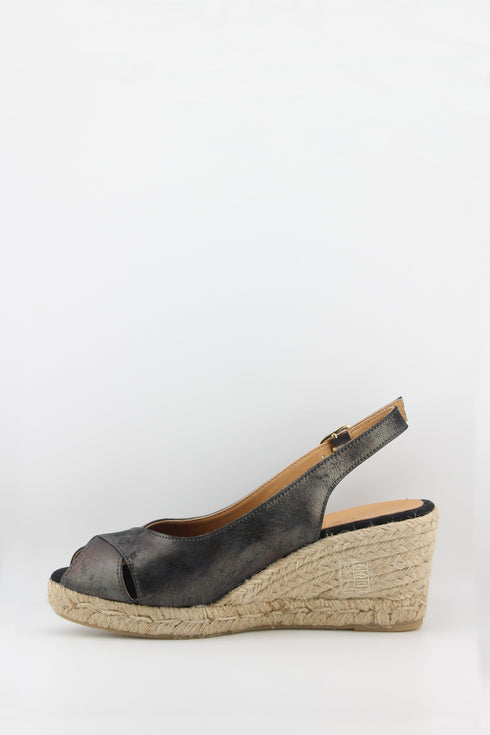 Jutelia Leather Slingback Espadrille Wedge Sandals