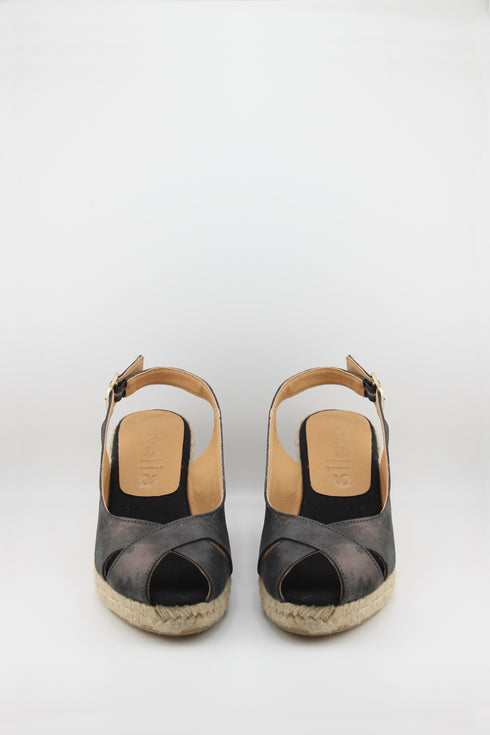 Jutelia Leather Slingback Espadrille Wedge Sandals