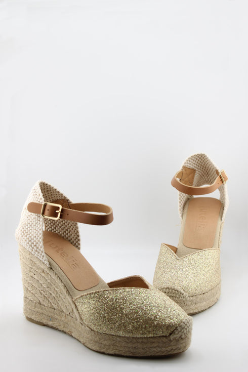 Jutelia Glitter Espadrille Wedge Ankle Strap