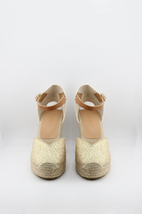 Jutelia Glitter Espadrille Wedge Ankle Strap