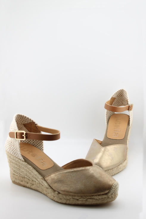 Jutelia Woven Ankle Strap Espadrille Wedges