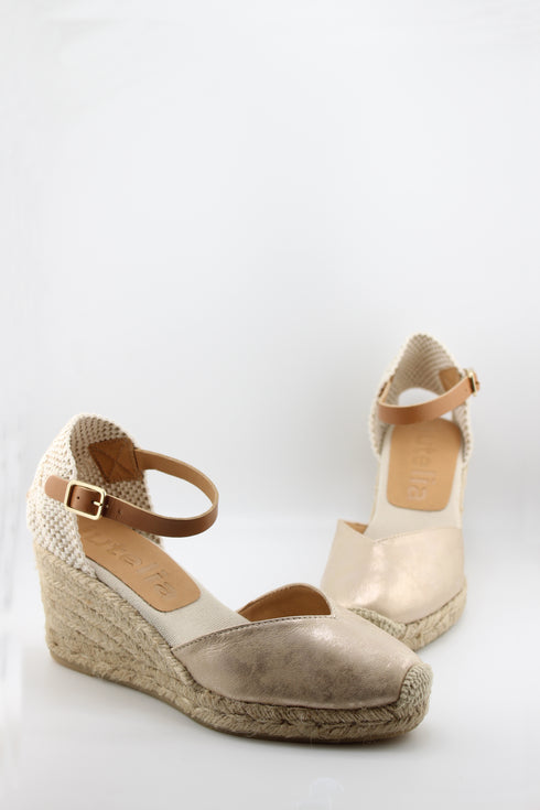 Jutelia Woven Ankle Strap Espadrille Wedges