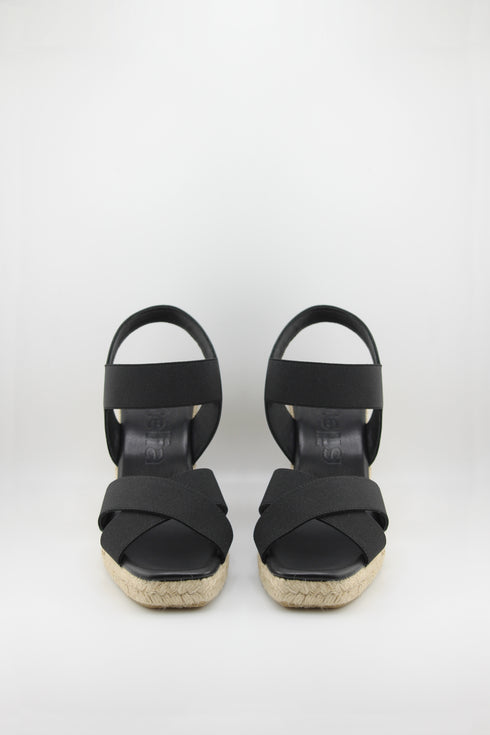 Jutelia Elastic Criss-Cross Strap Espadrille Wedge with Ankle Strap